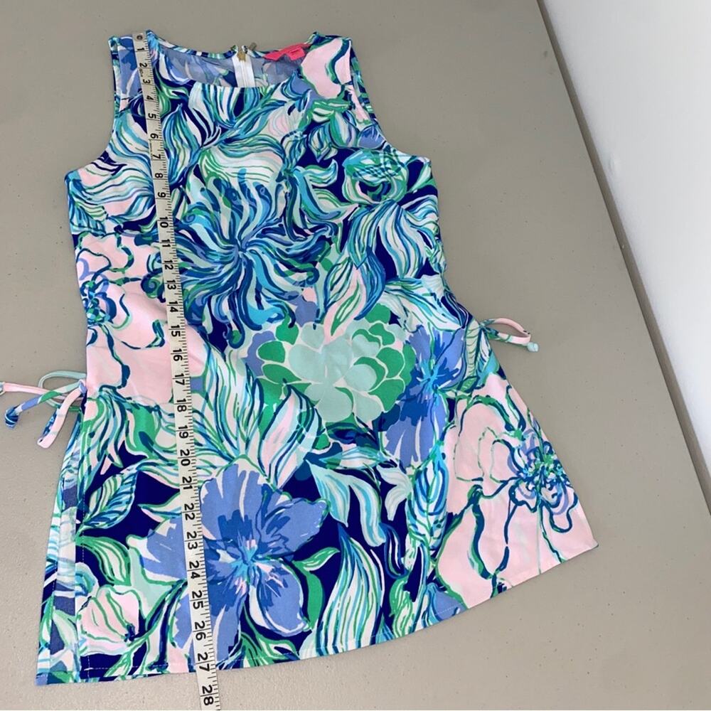 Lilly Pulitzer Donna Top Multi Party Thyme Tie Side Tunic Sleeveless Tank XS - Picture 8 of 12